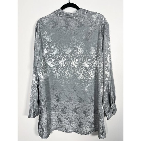 Vintage East West Woman grey blouse with floral print - Picture 6 of 8